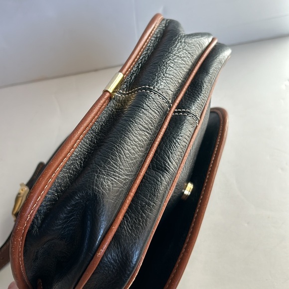 Lladro black and brown small adjustment strap crossbody leather bag purse - Picture 8 of 16